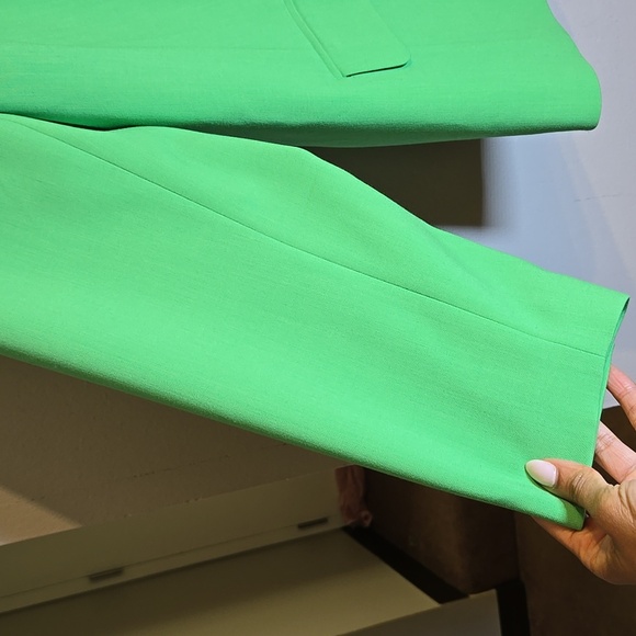 Talbots Viscose Tailored Stretch Double Breast Kelly Green Crest Button Blazer - Picture 10 of 17